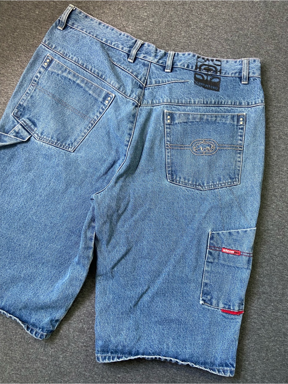Vintage Y2K Ecko Unltd Baggy Denim Carpenter Jorts Embroidered Shorts Size 40